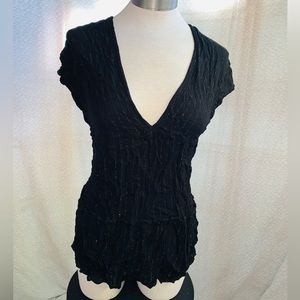 Black/Gold Low V Cut short sleeve top  “Xhilaration”